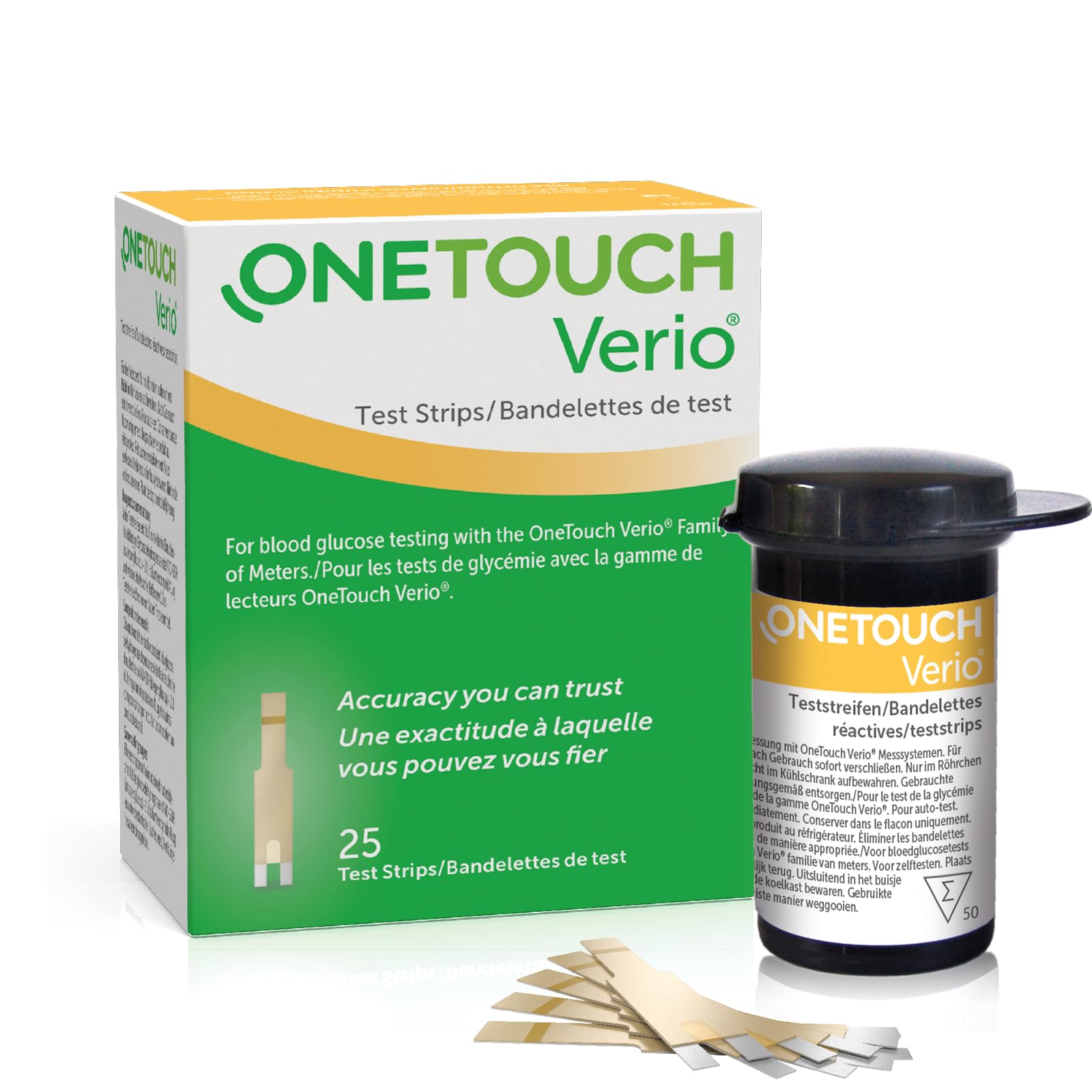 OneTouch Verio® Test Strips I 25 Tests I for Blood Glucose Monitoring with Diabetes I 1 Pack I 25 Test Strips Included