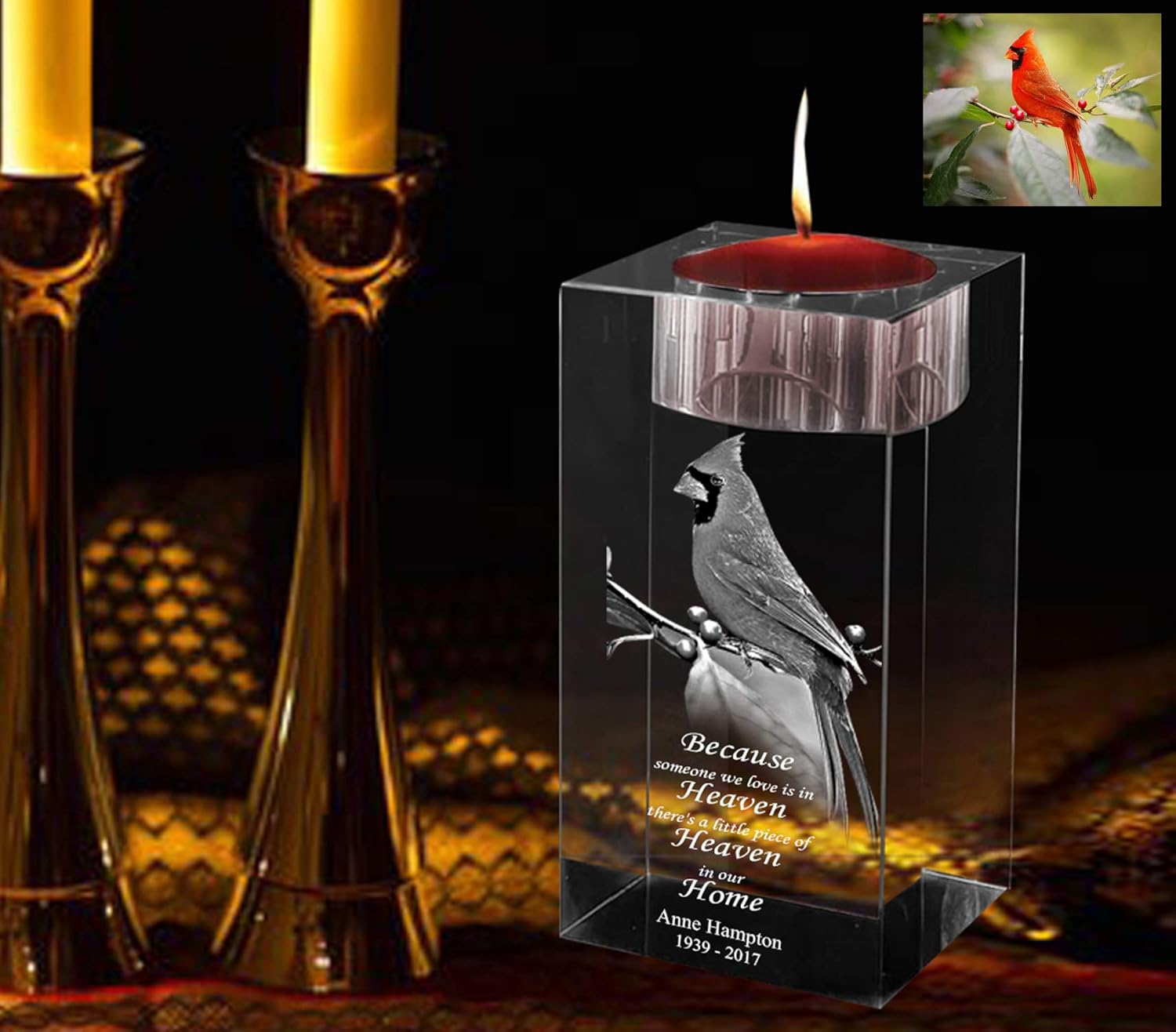 Personalized Laser Engraved Glass CandleHolder, Custom Etched Memorial