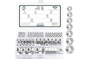 JMINRUN Metric Hex Nuts Assortment Kit, 330 PCS 304 (A2-70) Stainless Steel Assorted Hardware Nuts Sets, 7 Sizes-M3 M4 M5 M6 M8 M10 M12