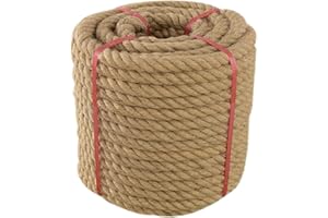 Goyappin Thick Twisted Manila Ropes 3/4inchx50ft Natural Jute Rope Heavy Duty Hemp Rope for Swing Bed, Crafts, Railing, Tug of War, Landscaping, Gardening, Bundling, Hammock, Home Decorating