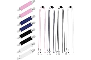 8 Pce Mitten Clips with Mitten String, Elastic Stainless Steel Glove Clips Kids, Cinch Clip for Toddler Mittens, Dress Attach