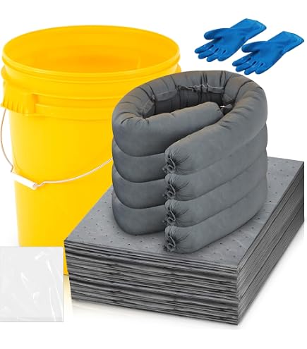 Kit De Derrames De 60 Litros Para Productos Químicos - Absorbente Versátil Para ácidos, álcalis, Aceites Y Agua, Bolsa Amarilla De Alta Visibilidad