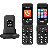 SilisoundTek Flip Phone Unlocked, 2.8+1.5" Dual Screen Flip Phones for Seniors，SOS Button丨Speed Dial丨Large Fonts丨Charging Dock丨1400mAh Battery | Big Buttons | Bluetooth | Camera