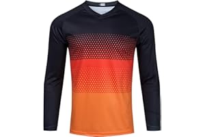 Teleyi Men's Mountain Bike Jersey Long Sleeve Off-Road Clothing Downhill&Motocross Shirts Breathable/Moisture-Wicking Tops