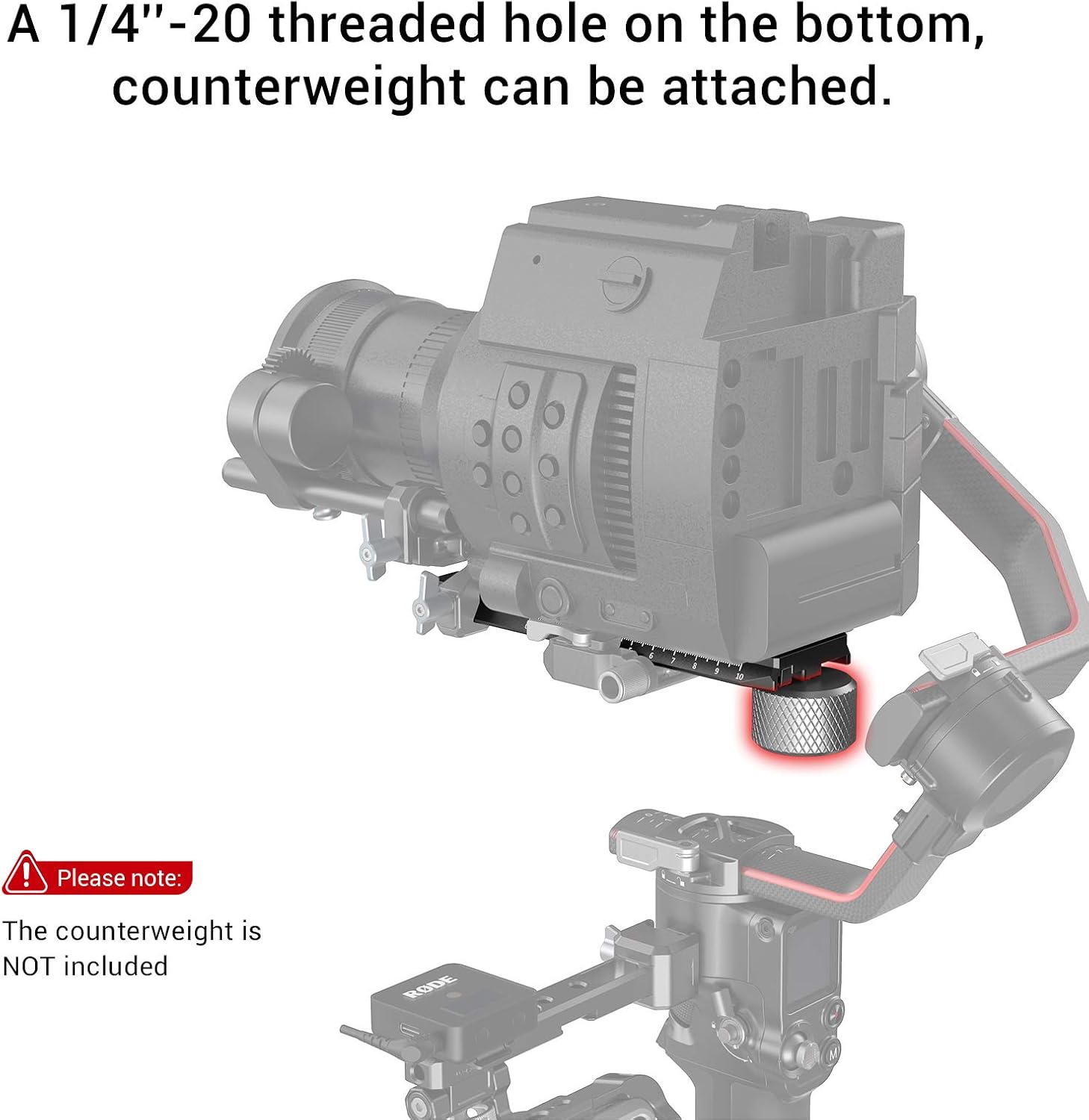 SMALLRIG Extended Quick Release Plate for DJI RS 2 / Ronin-S/RS 3 / RS 3 Pro/RS 4 / RS4 Pro - 3031B, Black - Image 4
