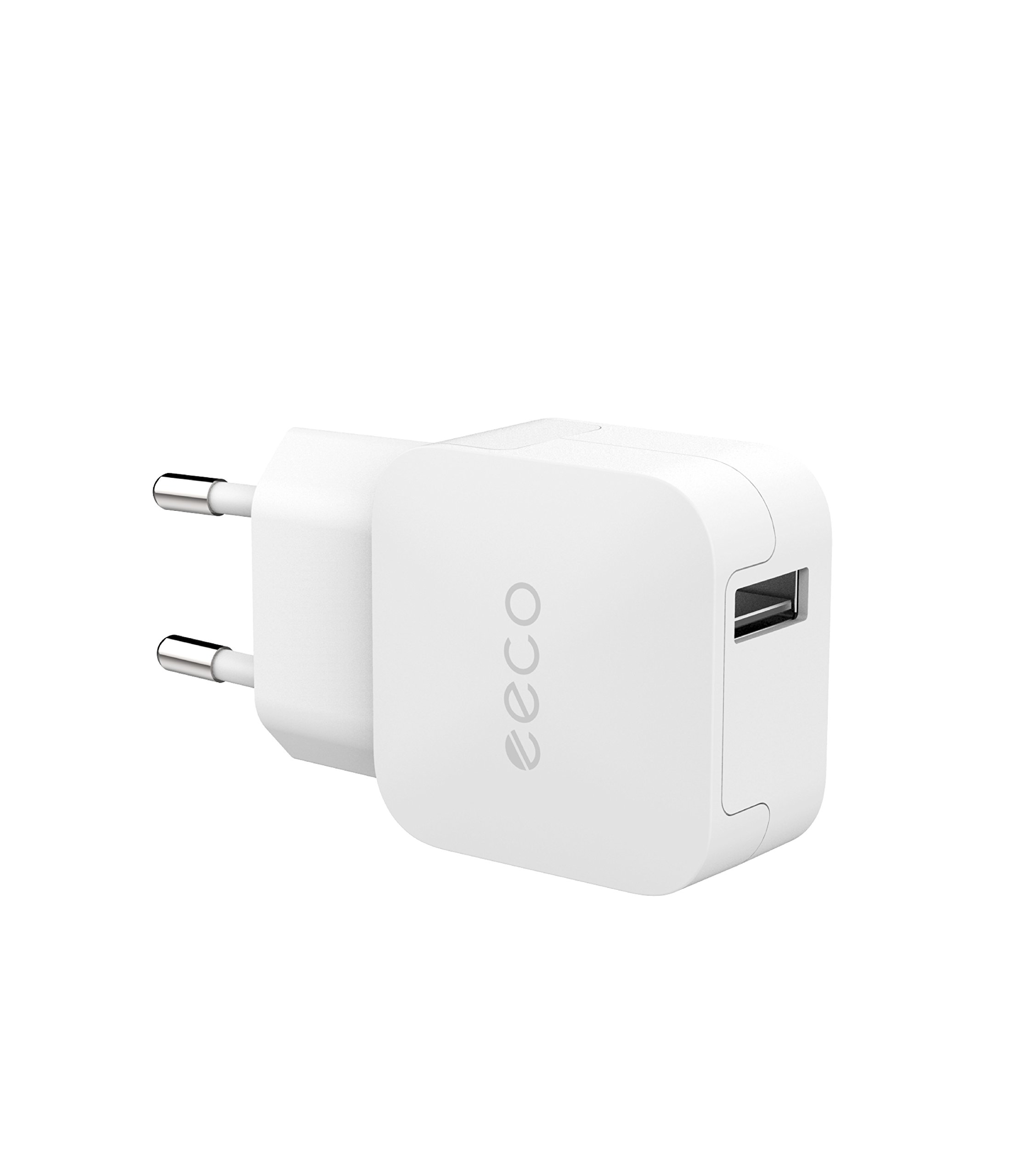 eeco Chargeur Secteur USB 2.4A Universel Secteur Mural Charge Rapide Adaptateur pour iPhone, iPad, Samsung et les autres smartphones et tablettes (Blanc)
