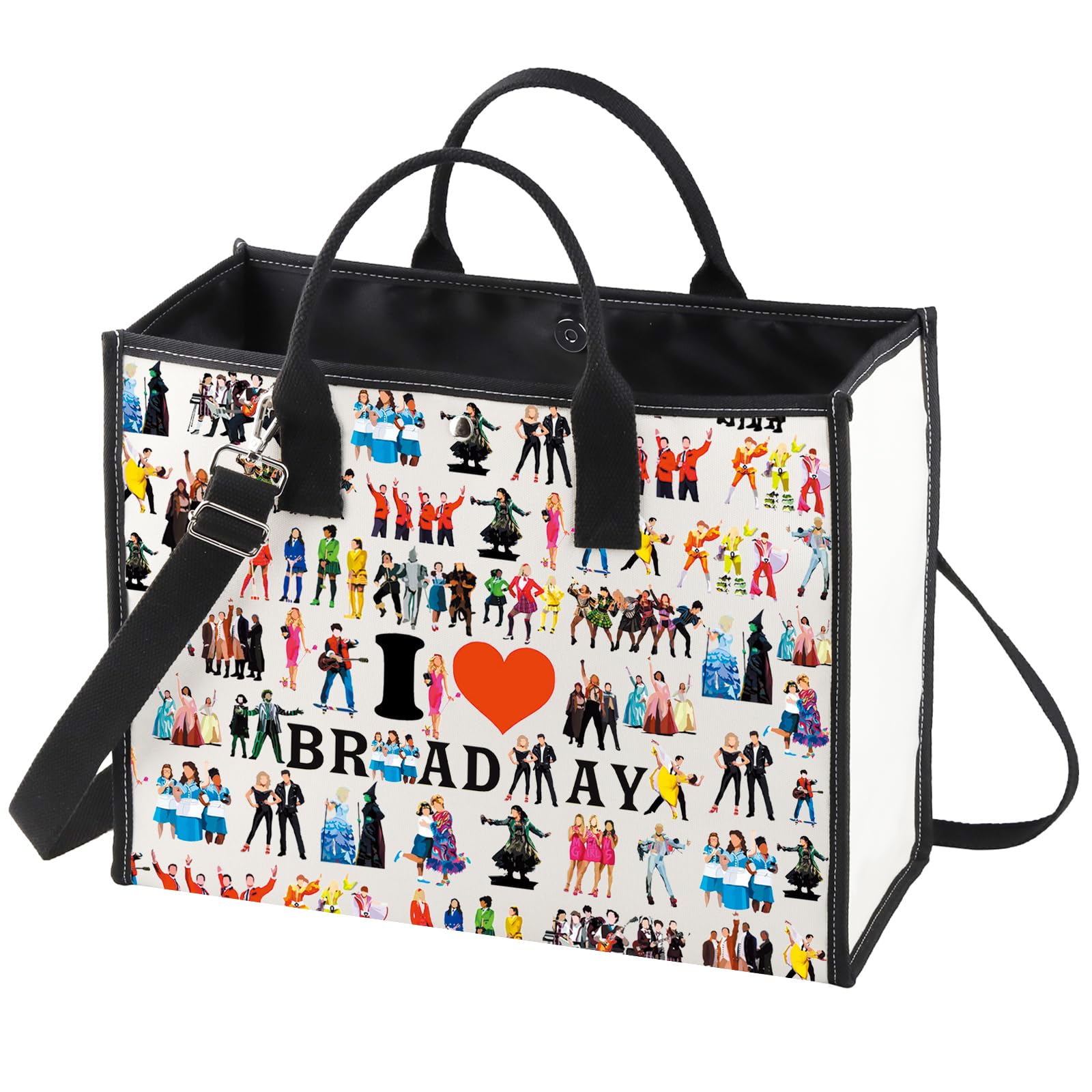 WZMPA Broadway Musical Character Tote Bag Musical Theatre Fans Gift You are Braver Stronger Smarter Than You Think Musical Grocery Bag, I Love Broadway BG