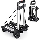 Portable Hand Trucks Luggage,80 lbs Capacity Heavy Duty Hand Cart with 4 Wheels and Adjustable Handle, Luggage Cart Dolly for