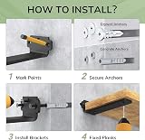 WELDUN 6 Pack Floating Shelf Brackets 20 cm Heavy Duty 75KG Load Black view 7