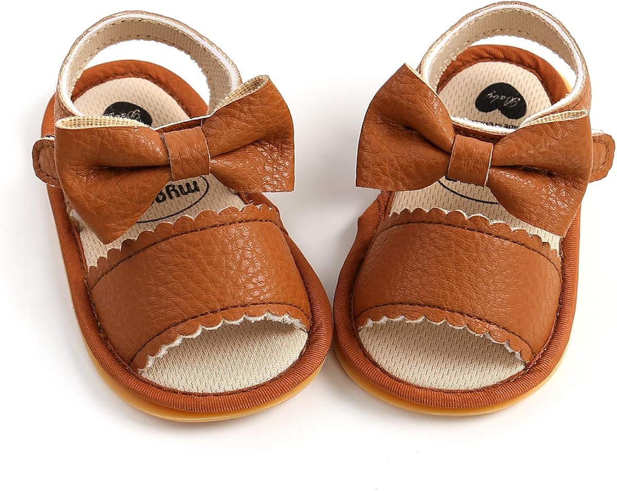  | Babelvit Infant Baby Girl Boy Sandals Comfort Premium Summer Outdoor Beach Shoes with Flower Bowknot Anti Slip Rubber Sole Newbron Toddler Prewalker First Walking Shoes | Sandals