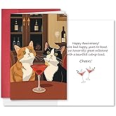 SuperShunhu Cat Martini Anniversary Card, Anniversary Card for Cat Lover, Sweet Wedding Day Gift Idea for Friends Family