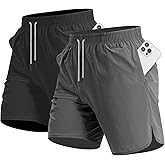 CANGHPGIN 2 Pack Men's Running Athletic Shorts 7'' Quick Dry Sports Gym Shorts with Pockets, Exercise Workout Shorts Men