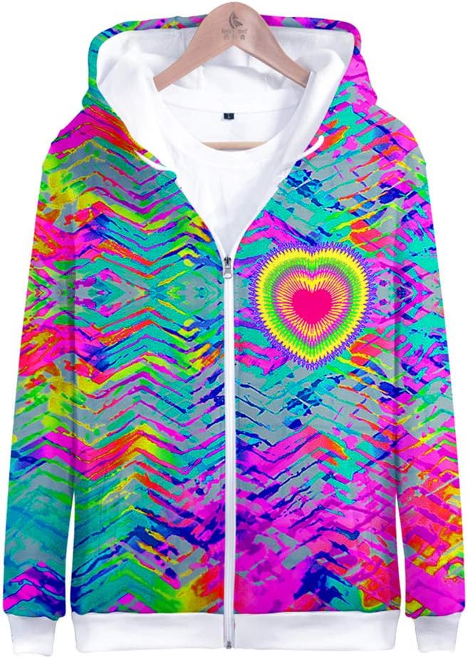 Unisex 3D Print Tie Dye Zipper Sweatshirt Long Sleeve Crew Neck Hooded Hoodie for Adult Men 