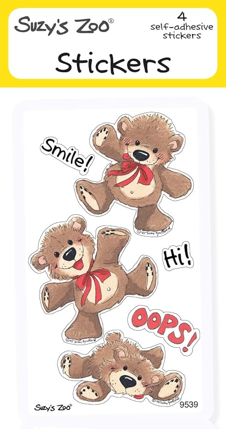 Scrapbooking Suzy S Zoo Stickers 4 Pack Hi Oops Bear Smile Scrapbooking Embellishments