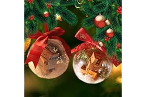 MAIDLURE 2pcs Christmas Tree Ornaments with Mini Delivery Boxes Inside, Funny Transparent Christmas Balls Express Boxes Packages Decorations Friends Gifts for Coworkers、Friends、Women、Men (E)