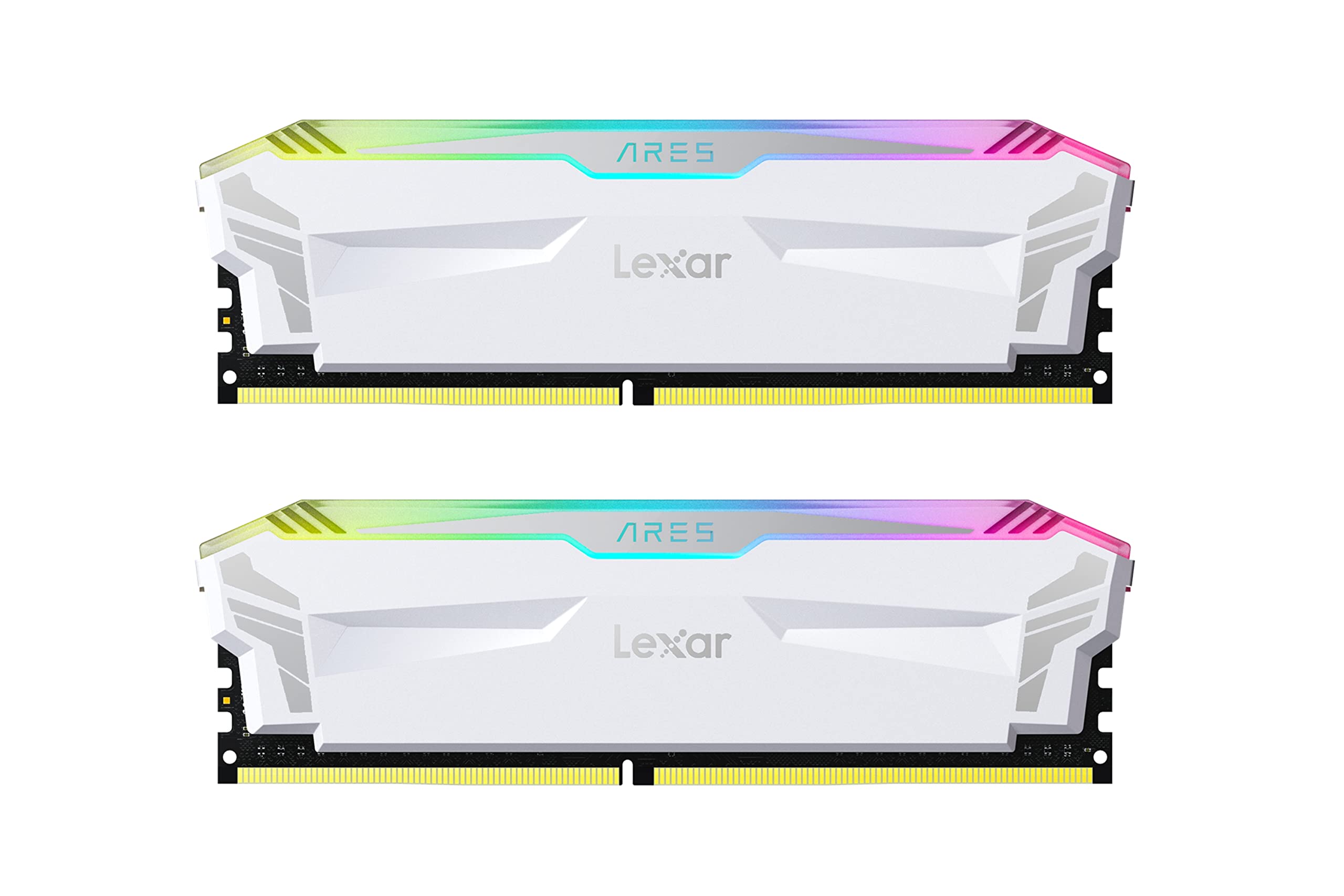 Lexar ARES RGB DDR4 RAM 16GB Kit (2x8GB) 3866 MHz, DRAM 288-Pin U-DIMM Desktop Memory, XMP 2.0 High Performance Computer Memory, CL18-20-20-39, PC4-30900, White (LD4EU008G-R3866GDWA)