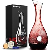 Nutriups Hand Blown Crystal Wine Decanter - Classic Pierced Design, Luxury Wine Carafe