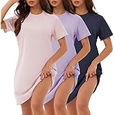 JOYLADY 3 Pack Cotton Nightgowns for Women Short Sleeve Sleep Shirts | Nightshirts Soft Cotton, Short Pajama Sleep Dress, For Lounge &amp; Sleep, Pregnant &amp; Nursing, Night Gowns for Adult Women