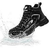 PJZHJ Waterproof Steel Toe Boots for Men Safety Work Boots Lightweight Steel Toe Shoes Slip Resistant Construction Boots