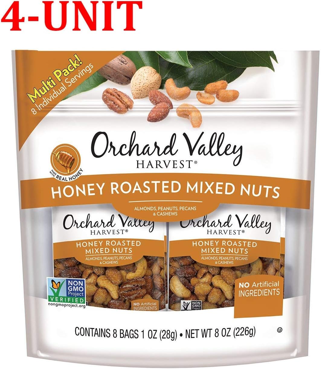 Honey Roasted Mixed Nuts, 1 oz (Pack of 8), Non-GMO, No Artificial Ingredients (Honey Roasted Mixed Nuts (4-Unit))