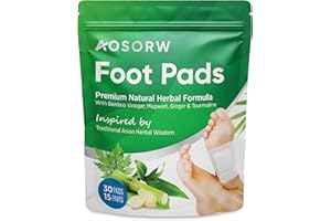 AOSORW Natural Cleansing Foot Pads - Ginger Mugwort Bamboo Vinegar - Relieves Stress and Fatigue - Improves Sleep and Supports Body Cleansing - Premium Foot Care - 30 Pads (Pack of 1)