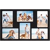 YESKAY 6 Picture Frame Collage 4x6 for Wall Decor,6 Opening 4 x 6 Collage Photo Frames Rustic Black Multiple Picture Frames with Real Glass 1 Pack(OD:11X17in)