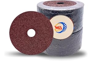 WA GRINDER 50PACK - 5" X 7/8" inch 36 Grit Aluminum Oxide Resin Fiber Sanding and Grinding Discs, Fiber Sanding Discs Center 