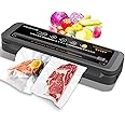 MegaWise 80kpa Powerful but Compact Vacuum Sealer Machine, Bags and Cutter Included, One-Touch Automatic Food Sealer with Ext