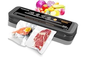 MegaWise Vacuum Sealer Machine | 80kPa Suction Power| Bags and Cutter Included | Compact One-Touch Automatic Food Sealer with External Vacuum System | Dry Moist Fresh Modes for All Saving needs