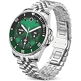 OIKKEI Luxury Smart Watch for Men - 1.19" AMOLED Always-on Display, Classic Green Bezel Diver Style, ChatGPT AI Voice, Bluetooth Call, Waterproof Business Smartwatch for Android iOS