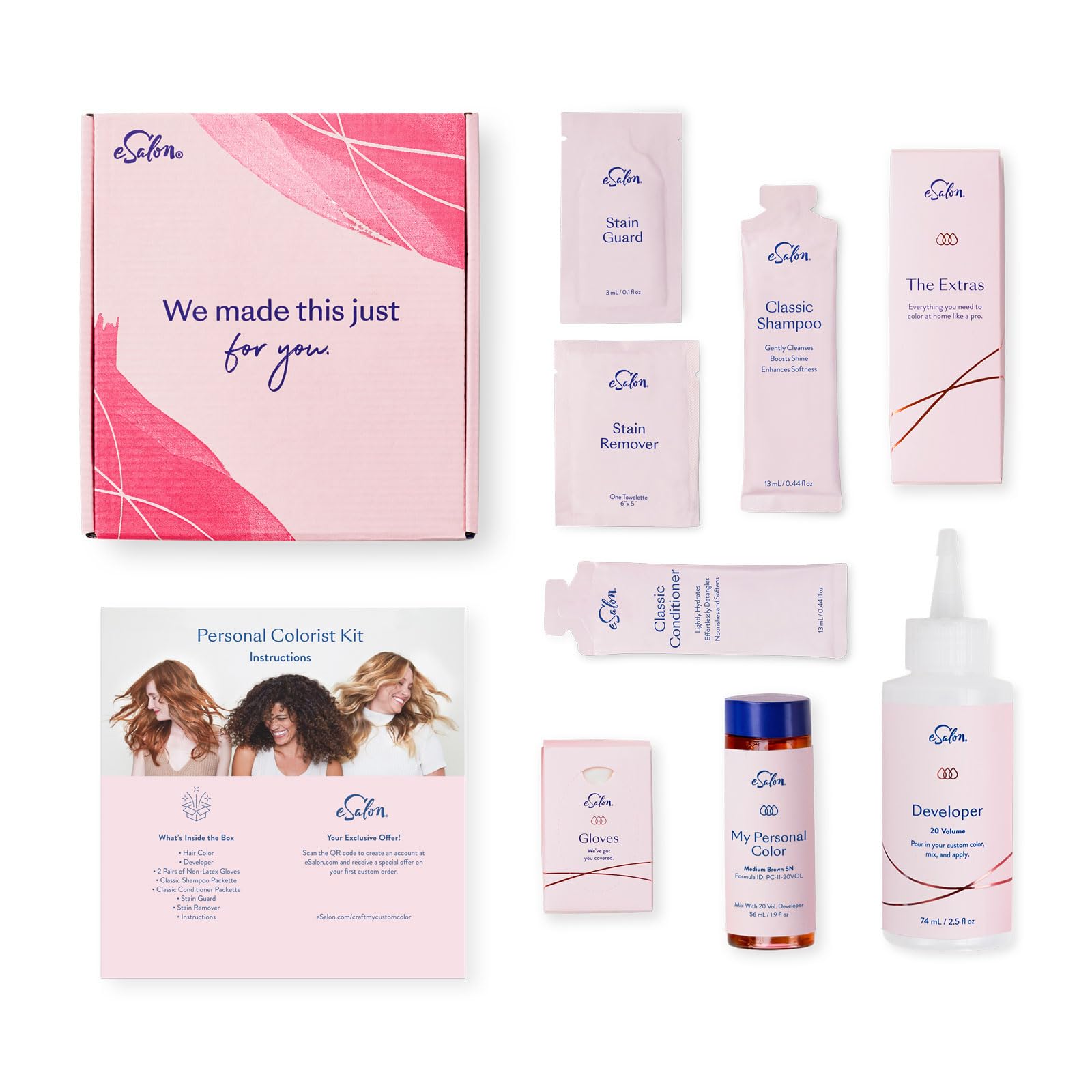 eSalon Permanent Hair Color & Hair Dye Complete Kit - Dark Blonde Copper Gold - Personal Colorist Kit for Up To 100% Gray Coverage for All Hair Types - Professional-Grade Ammonia-Free Hair Dye