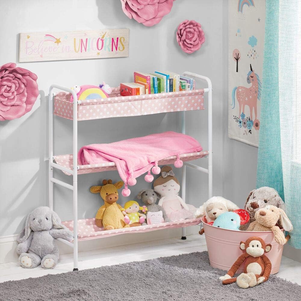 mDesign Toy Storage Shelves, Compact Kids Storage with 3 Trays for Toys Books, Teddies and More - Image 3