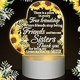 Jetec Acrylic Night Light Friend Gifts for Women Birthday Gifts for Her Friendship for BFF Teen Girls Besties Sister Coloured Flower Lamp with Warm Colors LED Lamp Base(Friends Become Sister)