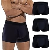 IRISMORII Mens Absorbent Incontinence Underwear Washable Open Fly Leakage Protective Briefs Adult Leak Proof Boxer (3 Black, XXL)