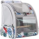 ORIZZP Bird Backpack Carrier with Stand Perch, Travel Backpack for Hiking, Airline Approved Printed Floral Bird Backpack