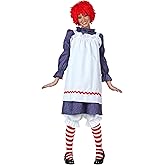 Fun Costumes Rag Doll Costume for Adults - Calico Dress with Apron, Bloomers, Striped Socks, and Yarn Wig