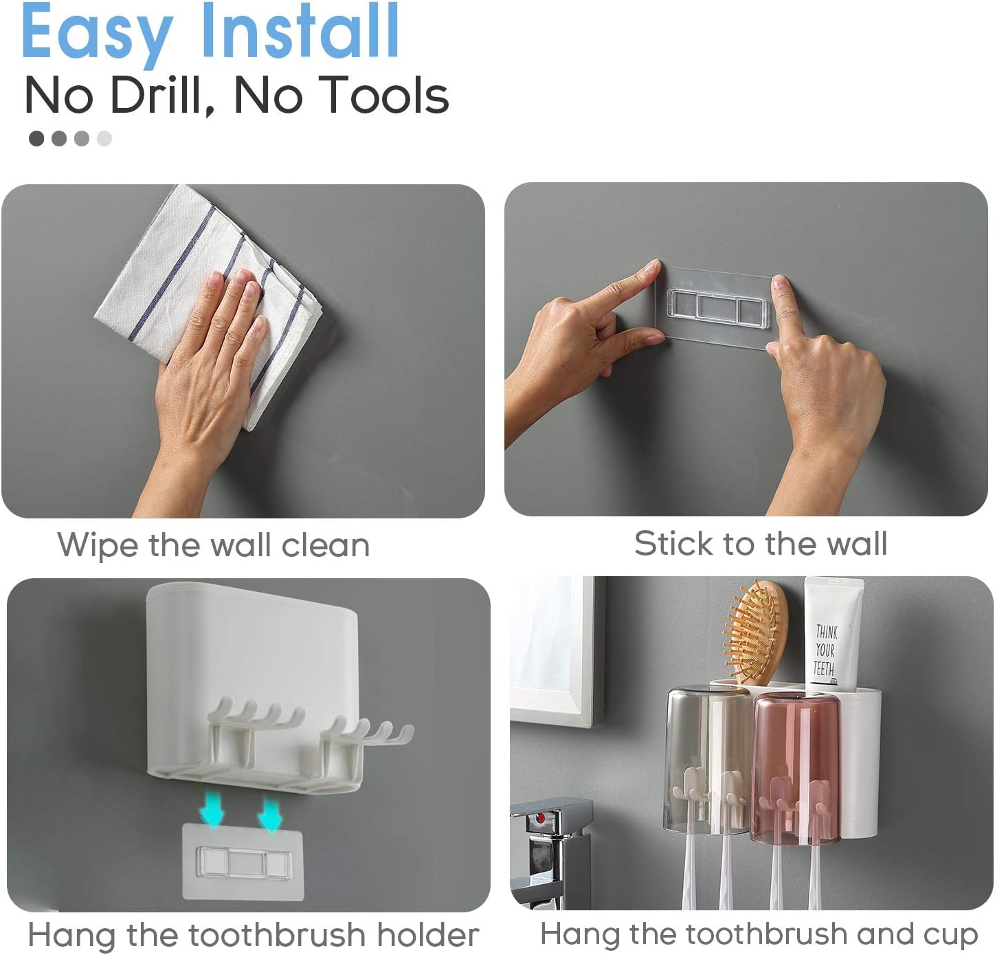 iHave Toothbrush Holder, Couple Toothbrush Holder Wall Mounted Set, Electric Toothbrush Holder for Bathroom: Home & Kitchen