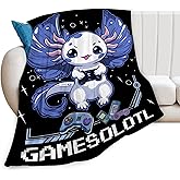 Axolotl Gaming Blanket Throws Axolotl Gifts Cute Axolotl Game Throw Blanket for Boys Kids Gamesolotl Blanket Adults Soft Warm Cozy Fleece Blanket for Couch Sofa ​Bed 50"x40"