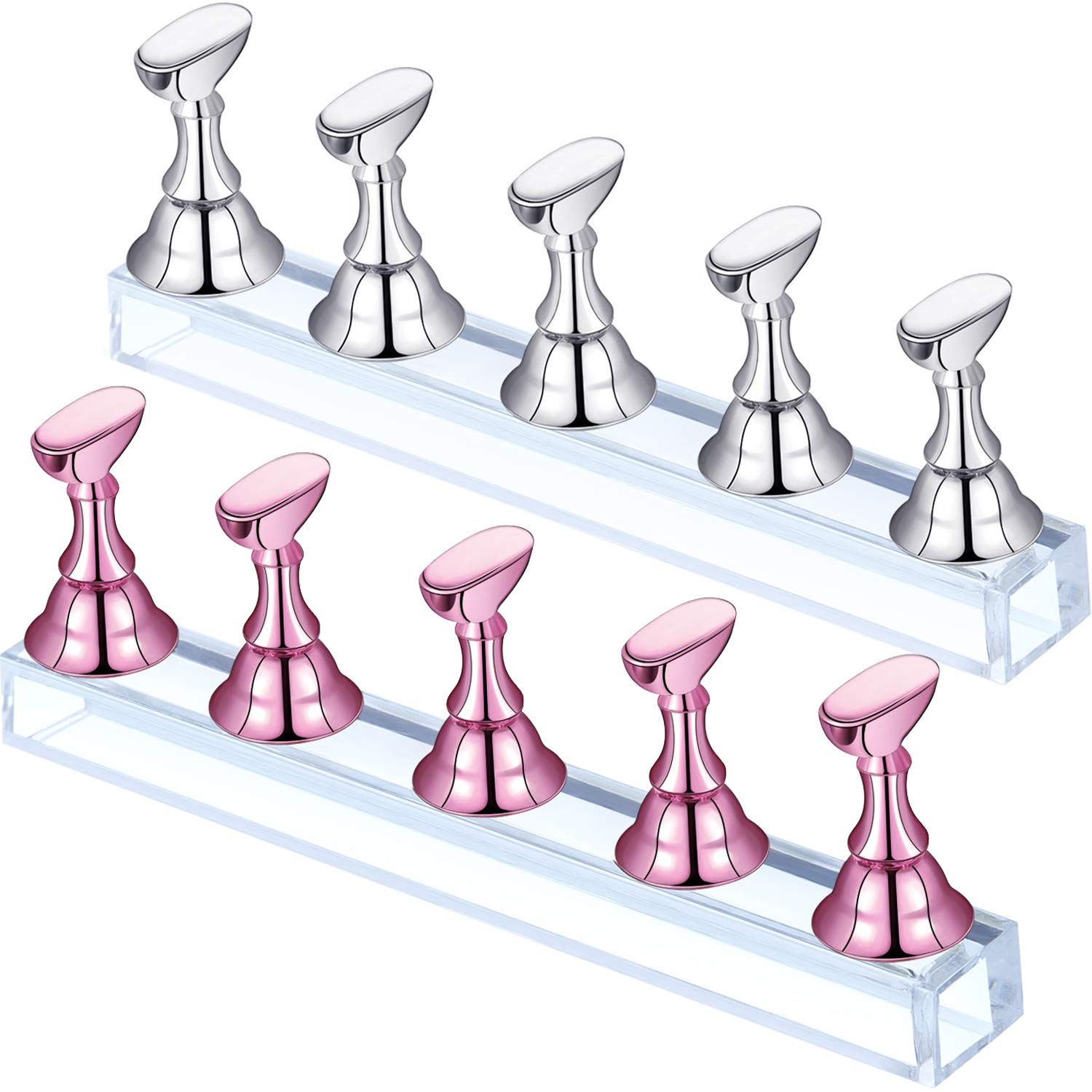 2 Sets Acrylic Nail Display Stand Nail Tip Practice Stand