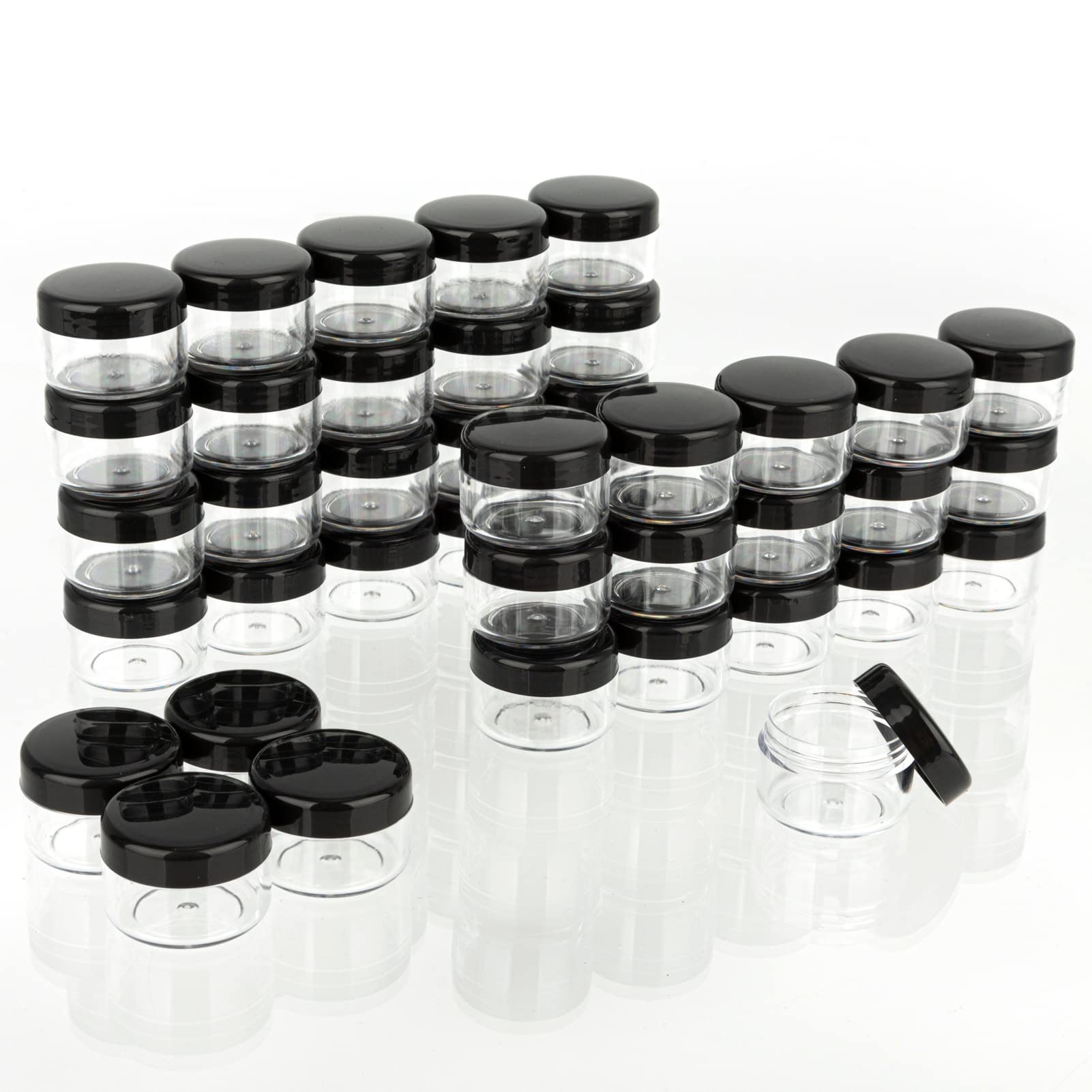 ZEJIA 5 Gram Cosmetic Sample Containers with Lids 100pcs Empty Small Makeup Jars Plastic BPA Free(Black) — image 1