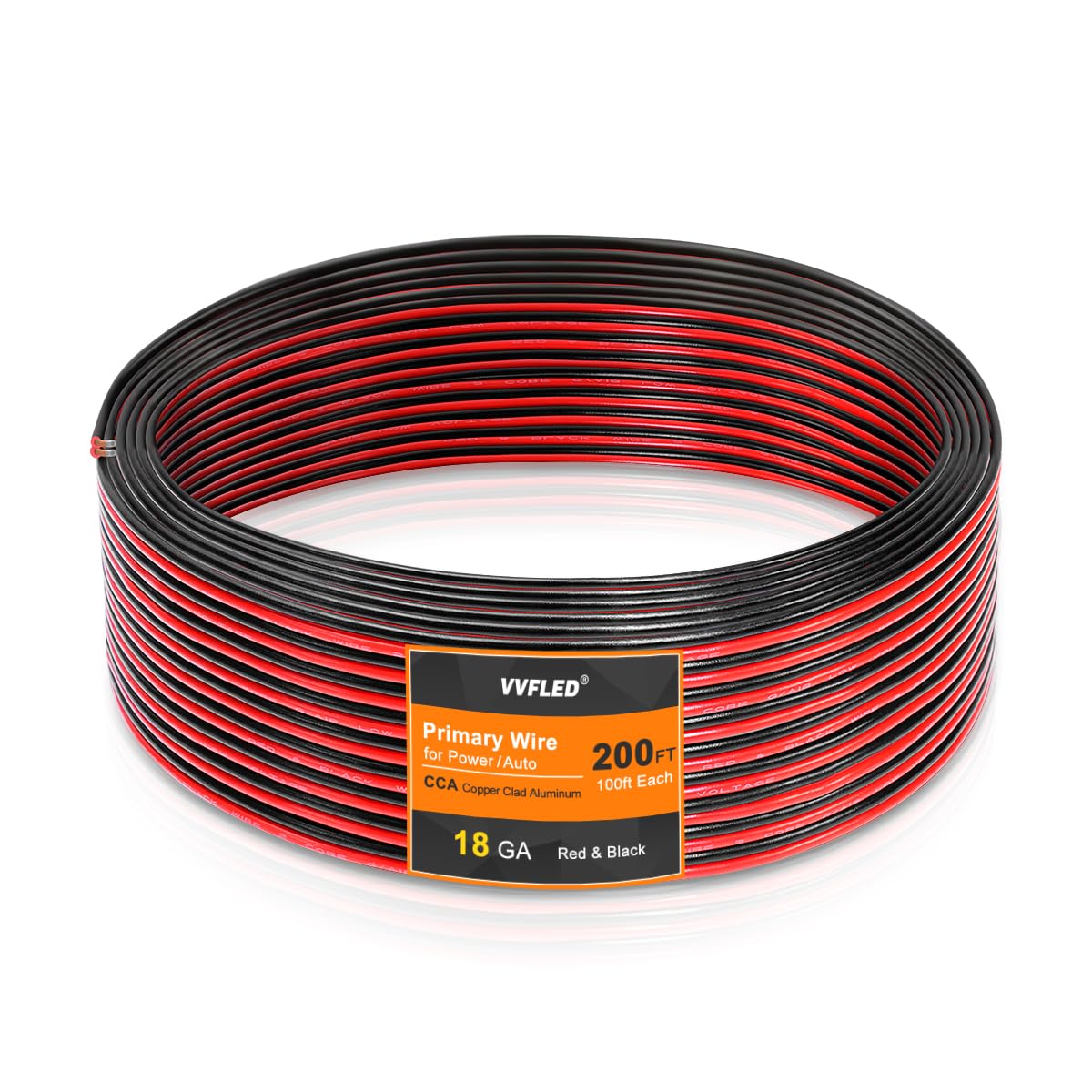 18 Gauge Electrical Wire Cable 100FT, Flexible Red Black 2 Conductors Automotive CCA Wire, 18 AWG 2 Cord Low Voltage Extension Wire Cable for Strip Light Speaker DC 12V