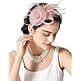 SWEETV Tulle Fascinators for Women, Tea Party Hats for Kentucky Fascinators Derby, Cocktail, Wedding, Fancy Dress Party