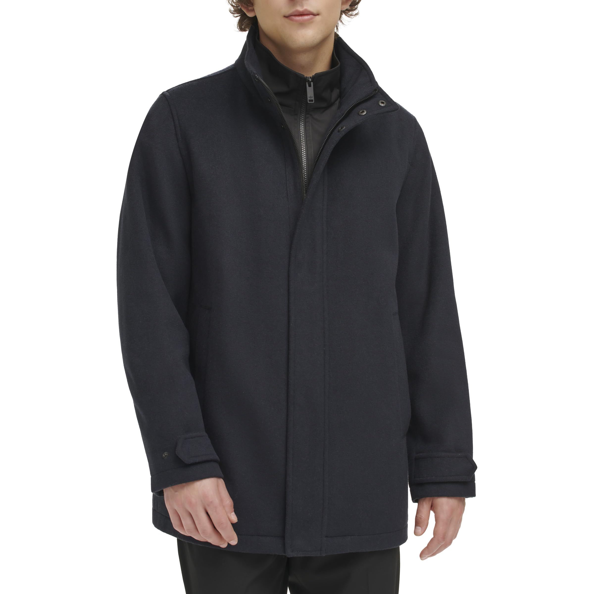 Dockers Men’s Wool Melton Two Pocket Full Length Duffle Coat, Navy, Small