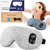 Heated Eye Mask - Cordless Eye Mask for Dry Eyes, Eye Relief, Improved Sleep, Washable Eye Heating pad for Travel Removable for Cleaning and 2 Covers, 4-Level Timing and Temperature (Gray)