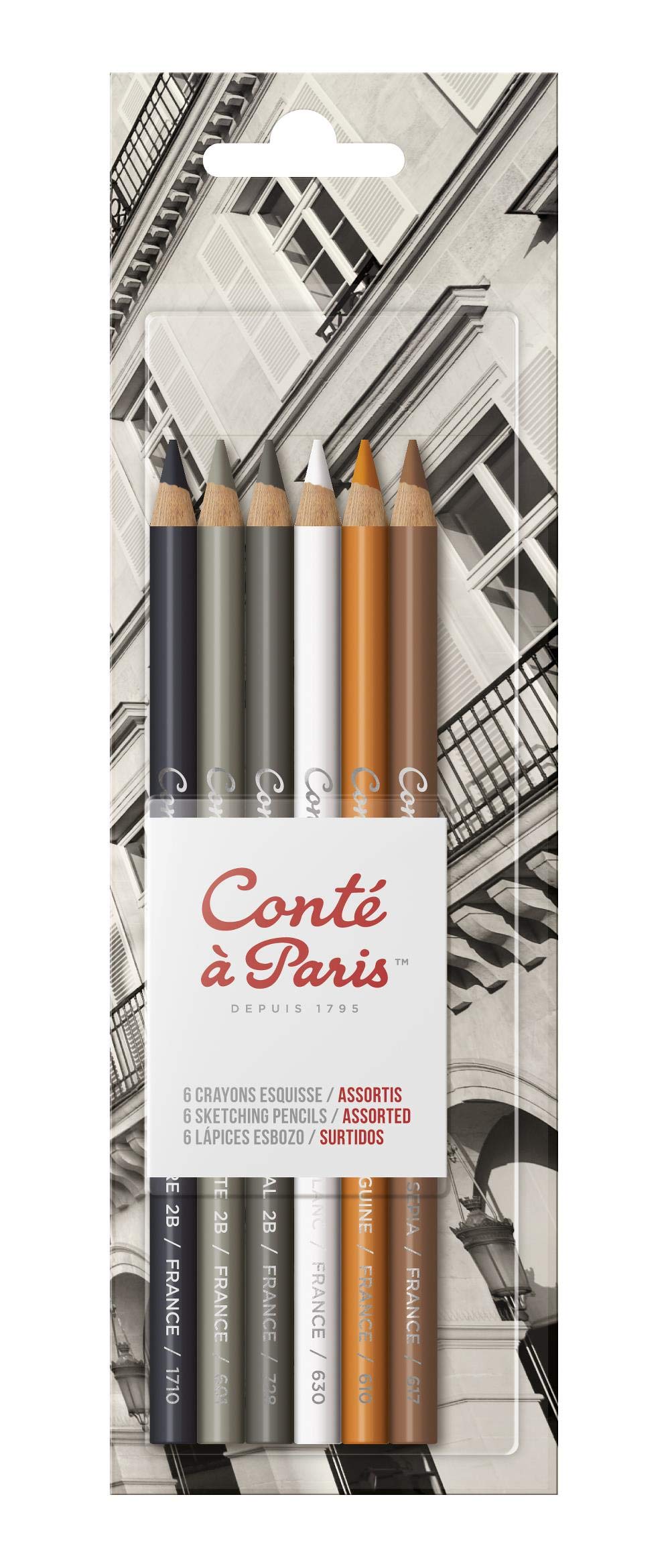 Conté à Paris Sketching Pencil - Assorted Colours (Pack of 6)