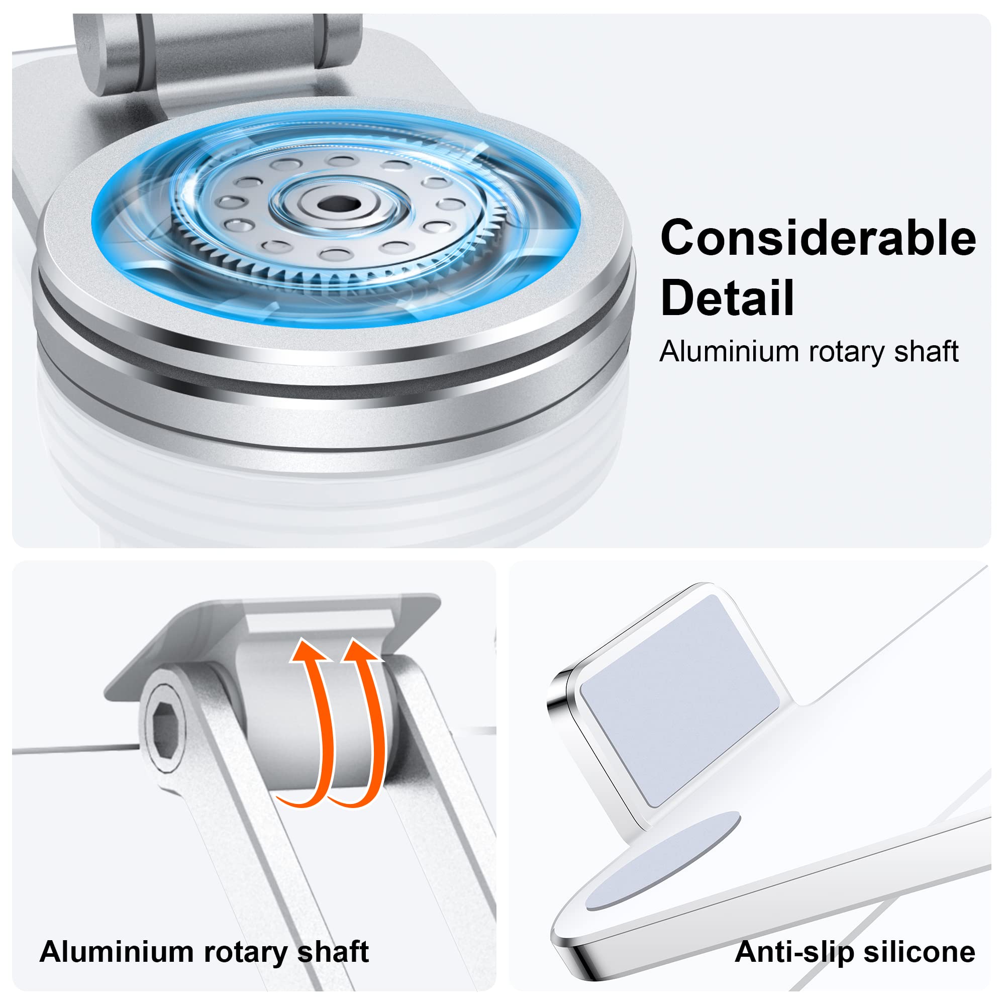 CreaDream Acrylic Tablet Stand Holder with 360 Rotating Base, Foldable Adjustable Transparent Tablet Holder for Desk Home Office, Compatible with iPad Pro Air Mini and More, Clear