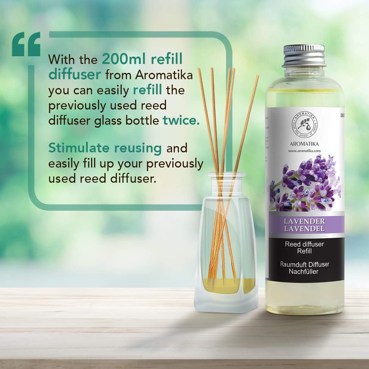 Lavender Reed Diffuser Refill 200ml, Room Diffuser w/Natural Essential Lavender Oil, Best for Aromatherapy, SPA, Home, Office - Image 3
