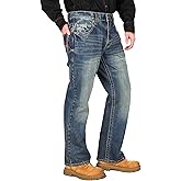 TICOMELA Men's FR Jeans–Midweight EX-Soft Flame Resistant Work Pants,Relaxed Fit Boot Cut,Vintage Washed Denim, NFPA2112 CAT2