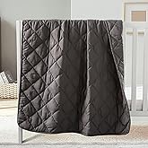 FLXXIE Down Alternative Toddler Comforter, Lightweight, Machine Washable and Warm Baby Crib Quilted Blanket for Stroller, Travel, 39x47 Inches, Dark Grey