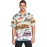 Glaphy Men's Hawaiian Shirts Short Sleeve Button Down Vacation Men's Beach Shirts